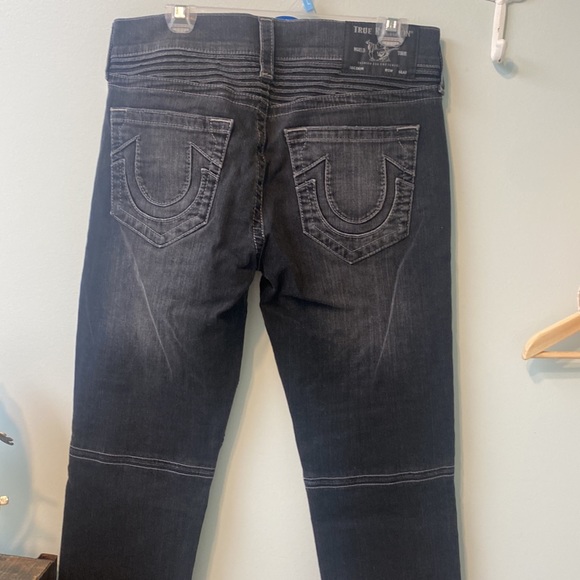 👖👖👖TRUE RELIGION JEANS Size 32 ROCCO MOTO NO FLAP SN new no tag faded black - Picture 9 of 13